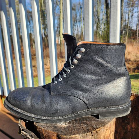 Grant Stone Edward Boot in C.F. Stead Black Waxy Commander Suede
