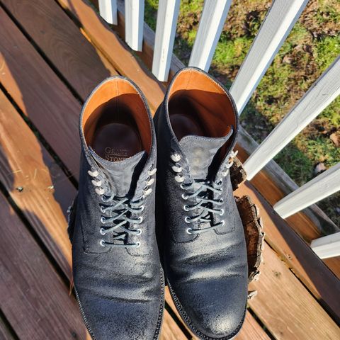 Grant Stone Edward Boot in C.F. Stead Black Waxy Commander Suede