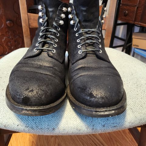 Grant Stone Edward Boot in C.F. Stead Black Waxy Commander Suede