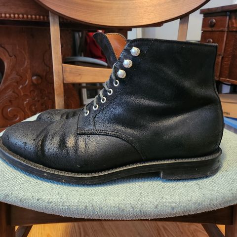 Grant Stone Edward Boot in C.F. Stead Black Waxy Commander Suede