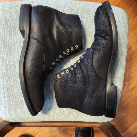 Grant Stone Edward Boot in C.F. Stead Black Waxy Commander Suede