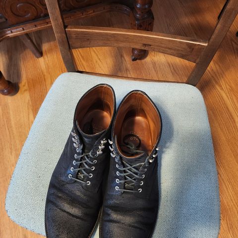 Grant Stone Edward Boot in C.F. Stead Black Waxy Commander Suede