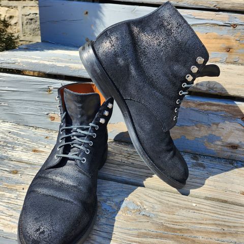 Grant Stone Edward Boot in C.F. Stead Black Waxy Commander Suede