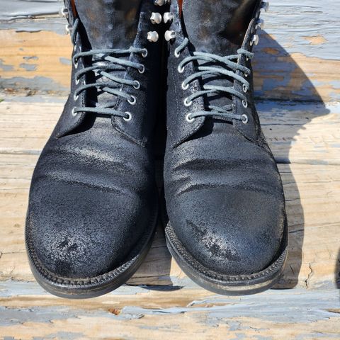 Grant Stone Edward Boot in C.F. Stead Black Waxy Commander Suede