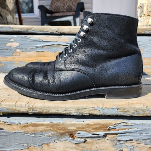 Grant Stone Edward Boot in C.F. Stead Black Waxy Commander Suede