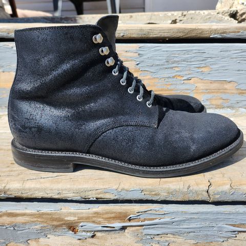 Grant Stone Edward Boot in C.F. Stead Black Waxy Commander Suede