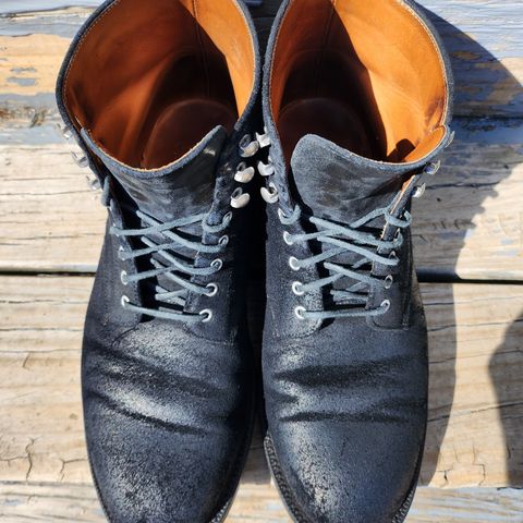 Grant Stone Edward Boot in C.F. Stead Black Waxy Commander Suede