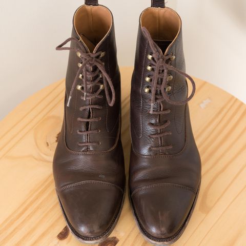 View photo of Meermin Balmoral Boot in D’Annonay Dark Brown Softcalf