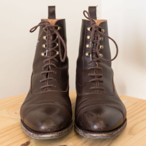 View photo of Meermin Balmoral Boot in D’Annonay Dark Brown Softcalf