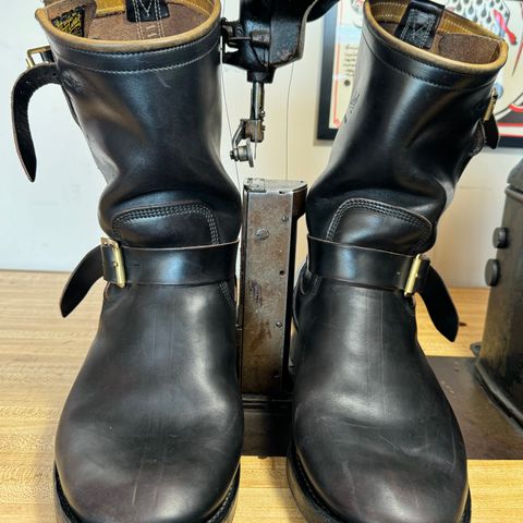 View photo of Role Club Engineer Boots in Horween Black Chromexcel Horsehide