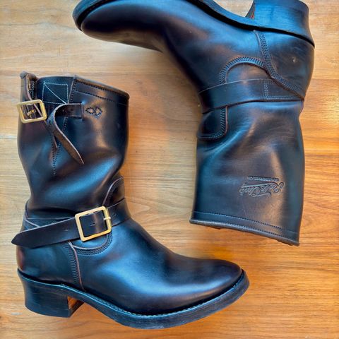 View photo of Role Club Engineer Boots in Horween Black Chromexcel Horsehide