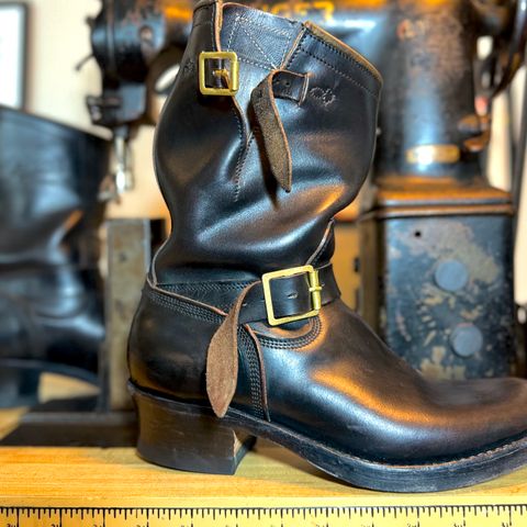 View photo of Role Club Engineer Boots in Horween Black Chromexcel Horsehide