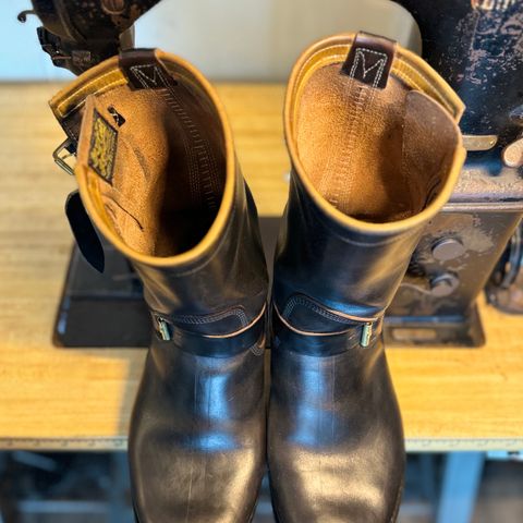 View photo of Role Club Engineer Boots in Horween Black Chromexcel Horsehide