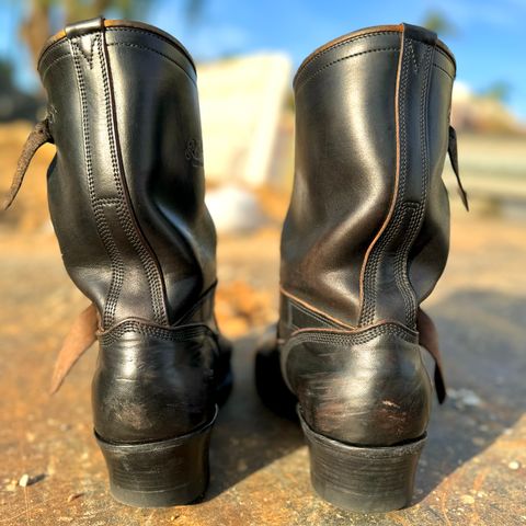 View photo of Role Club Engineer Boots in Horween Black Chromexcel Horsehide