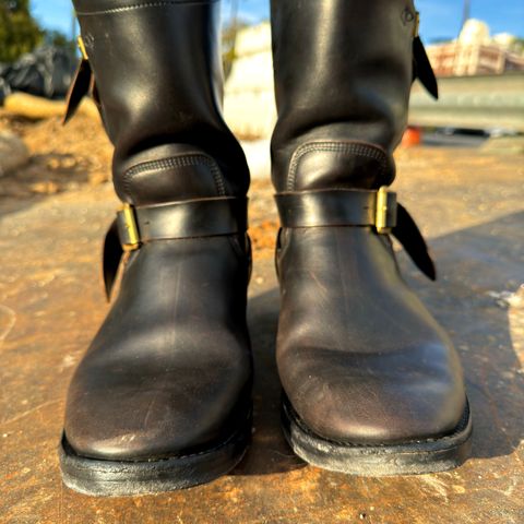 View photo of Role Club Engineer Boots in Horween Black Chromexcel Horsehide