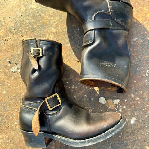 View photo of Role Club Engineer Boots in Horween Black Chromexcel Horsehide