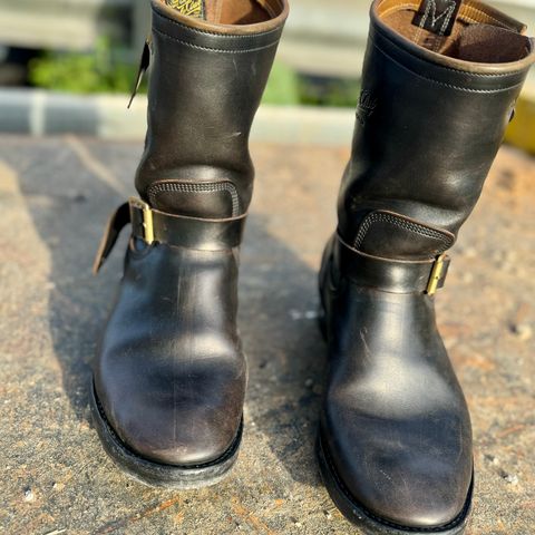 View photo of Role Club Engineer Boots in Horween Black Chromexcel Horsehide