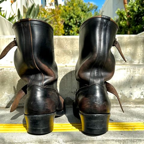 View photo of Role Club Engineer Boots in Horween Black Chromexcel Horsehide