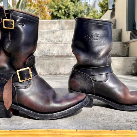 View photo of Role Club Engineer Boots in Horween Black Chromexcel Horsehide