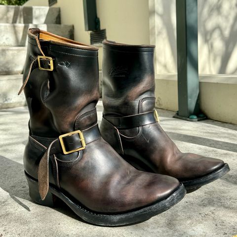 View photo of Role Club Engineer Boots in Horween Black Chromexcel Horsehide