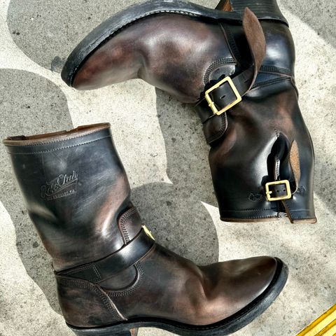 View photo of Role Club Engineer Boots in Horween Black Chromexcel Horsehide