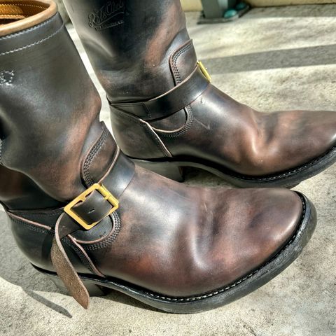 View photo of Role Club Engineer Boots in Horween Black Chromexcel Horsehide