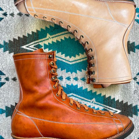 View photo of Flame Panda Monkey Boot in Maryam Natural Horsebutt