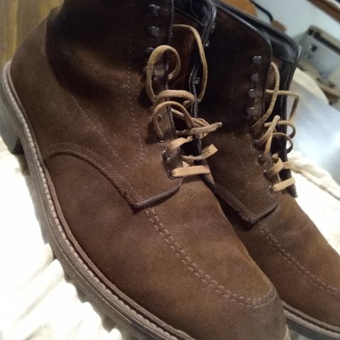 View photo of Alden Indy Boot in Horween Tobacco Chamois Roughout