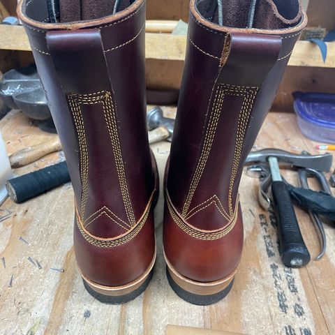 View photo of Frank's Boots Wilson in Wickett & Craig Chestnut Oiled Latigo