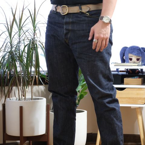 View photo of Roy R01 "Indigo Lovers" in 13.5 oz Blackseed Cone Mills Selvedge Denim