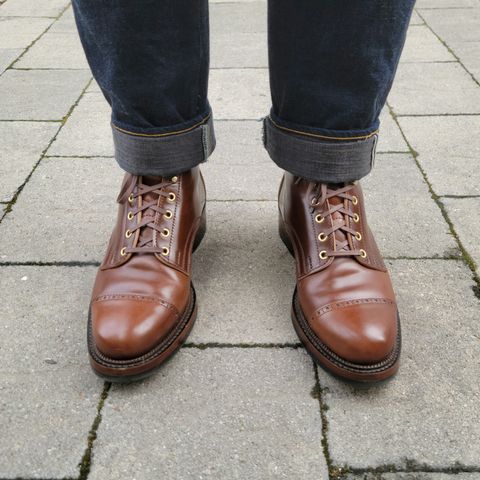 White Kloud Blucher.87 in Leder Ogawa Coffee Shell Cordovan