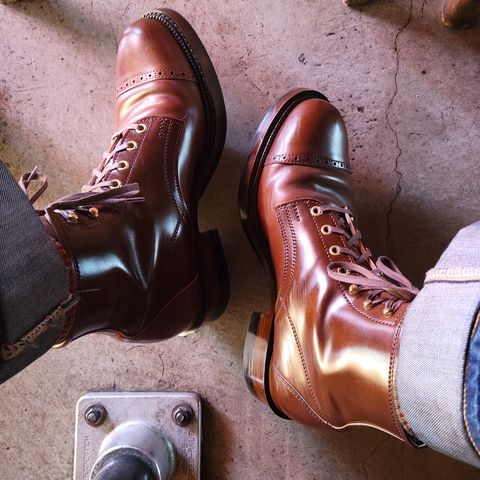 White Kloud Blucher.87 in Leder Ogawa Coffee Shell Cordovan