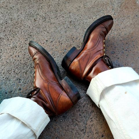 White Kloud Blucher.87 in Leder Ogawa Coffee Shell Cordovan