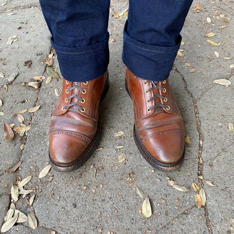 View photo of White Kloud Blucher.87 in Leder Ogawa Coffee Shell Cordovan