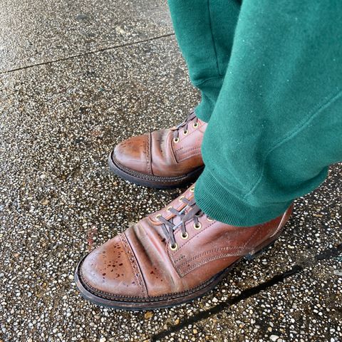 View photo of White Kloud Blucher.87 in Leder Ogawa Coffee Shell Cordovan