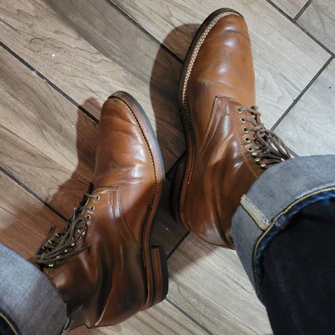 View photo of Flame Panda Service Boot in Horween Bourbon Shell Cordovan