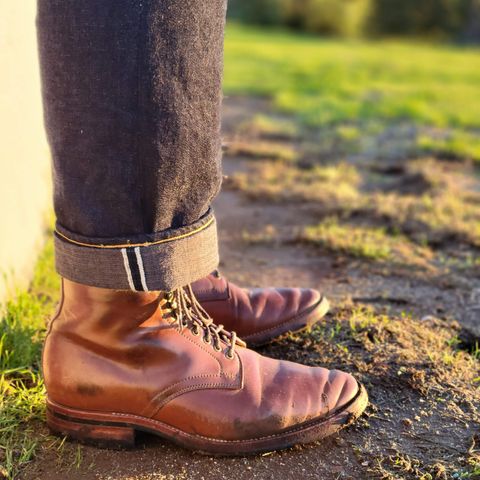 View photo of Flame Panda Service Boot in Horween Bourbon Shell Cordovan