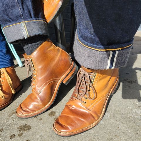 View photo of Flame Panda Service Boot in Horween Bourbon Shell Cordovan