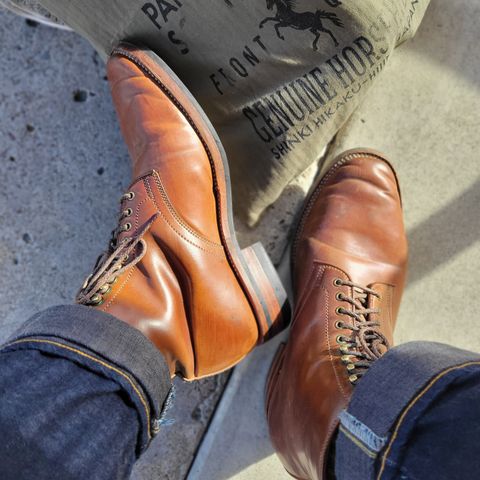 View photo of Flame Panda Service Boot in Horween Bourbon Shell Cordovan