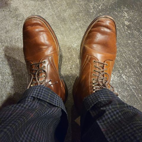 View photo of Flame Panda Service Boot in Horween Bourbon Shell Cordovan