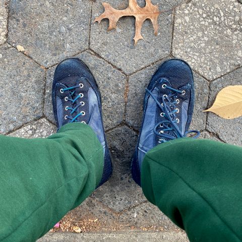 View photo of Danner x FDMTL Indigo Sashiko Boots in FDMTL Original Indigo Sashiko