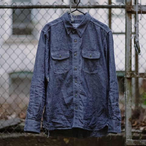 Search result thumbnail of Left Field NYC Dust Bowl Workshirt in Nihon Menpu Linen/Cotton Selvedge Indigo Chambray