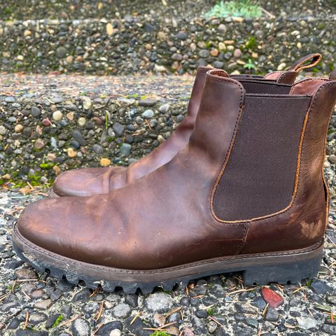 View photo of Patina Welted Chelsea Boot in Canyon Full Grain