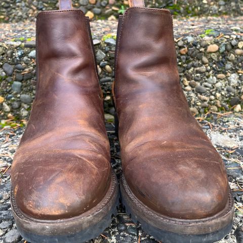 View photo of Patina Welted Chelsea Boot in Canyon Full Grain