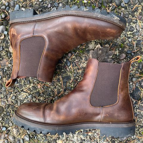 View photo of Patina Welted Chelsea Boot in Canyon Full Grain