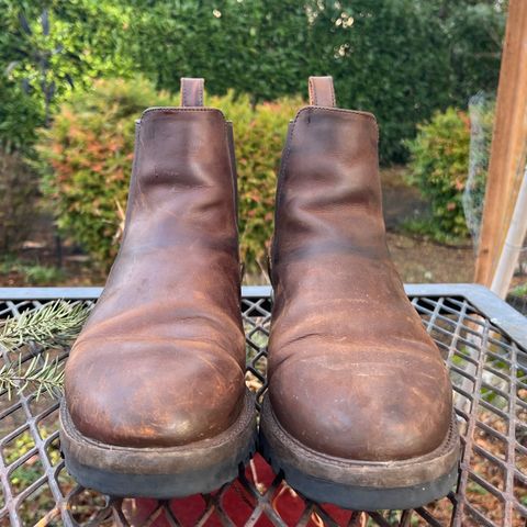 View photo of Patina Welted Chelsea Boot in Canyon Full Grain