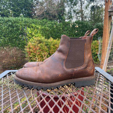 View photo of Patina Welted Chelsea Boot in Canyon Full Grain