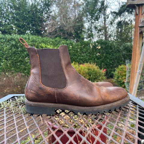 View photo of Patina Welted Chelsea Boot in Canyon Full Grain