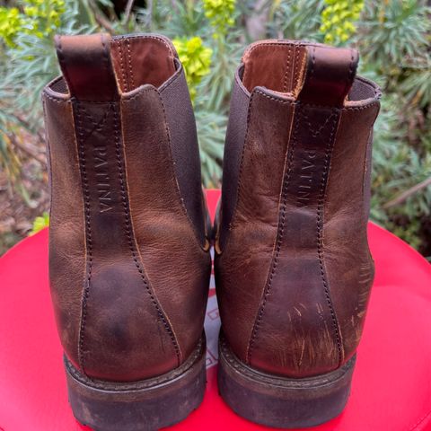 View photo of Patina Welted Chelsea Boot in Canyon Full Grain