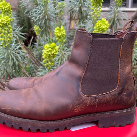 View photo of Patina Welted Chelsea Boot in Canyon Full Grain